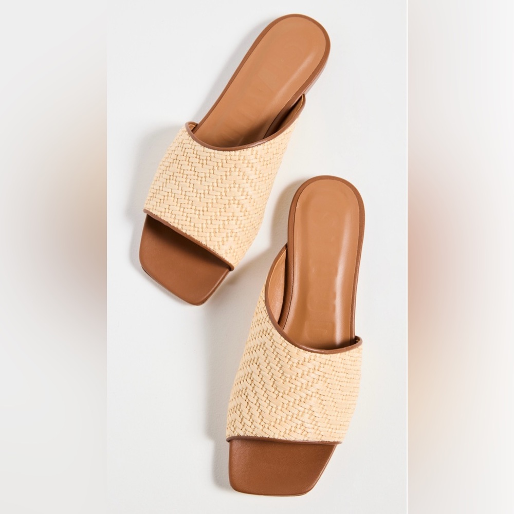 STAUD sandals. NWT in box. Size 38.5. Raffia and leather. Details below